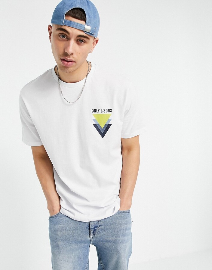 ONLY & SONS chest logo t-shirt in white - ShopStyle