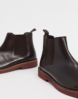 Thumbnail for your product : ASOS DESIGN chelsea boots in brown leather with contrast sole