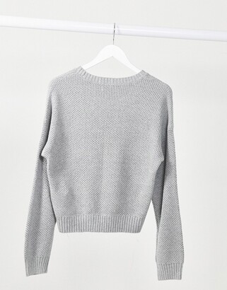 Hollister honeycomb knitted jumper in grey