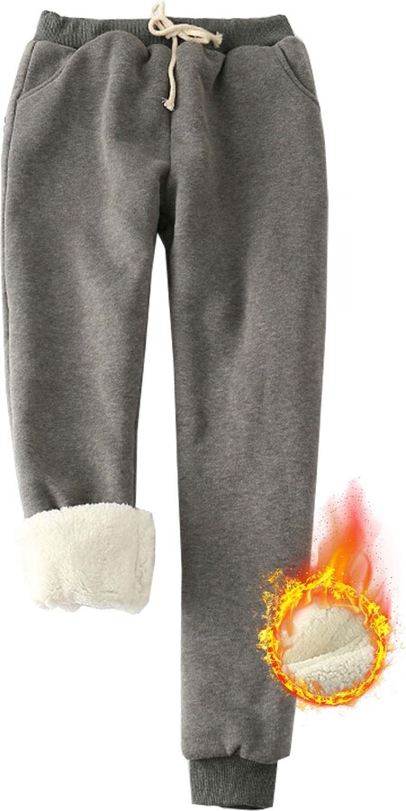 Yutdeng Women Winter Warm Sweatpants Super Thick Sherpa