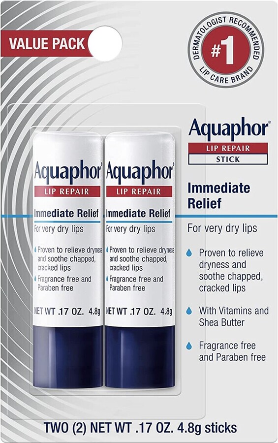Aquaphor Lip Repair Stick (Dual Pack), 0.17 OZ Each, 2 CT, 1 Pack