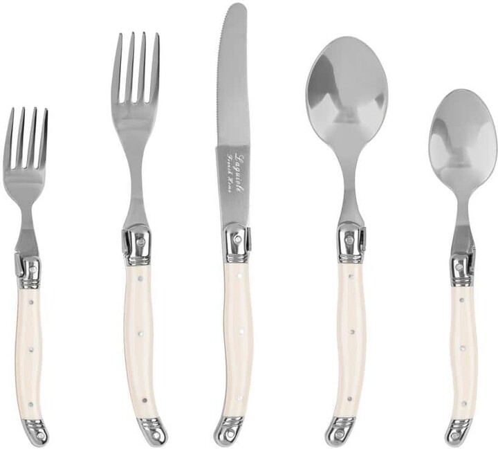 French Home Laguiole Connoisseur 20-Piece 18/10 Stainless-Steel Flatware Set with Ivory-Colored Handles