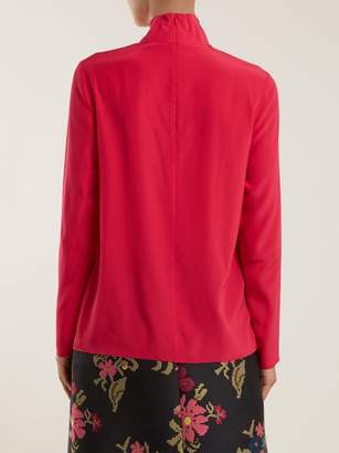 RED Valentino High Neck Silk Blouse - Womens - Pink