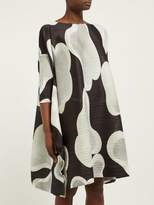 Thumbnail for your product : Pleats Please Issey Miyake Melt Cloud Print Side Slit Pleated Dress - Womens - Black White