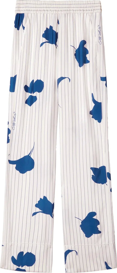 Off-White Floral-Print Trousers