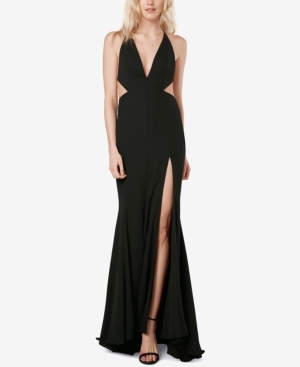 Fame and Partners Fame and Partners Open-Back Slit Plunge Gown