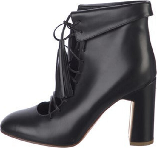 Rupert Sanderson Leather Ankle Lace-Up Boots Black Square-Toes Lace-Up Closure at Uppers Unfortunately due to restrictions this item may not be eligible for shipping in all areas.