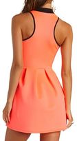 Thumbnail for your product : Charlotte Russe Neon Zip-Up Racer Front Skater Dress