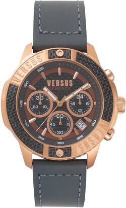 VERSUS Versace VERSUS by Versace Admiralty Chronograph Leather Strap Watch, 44mm