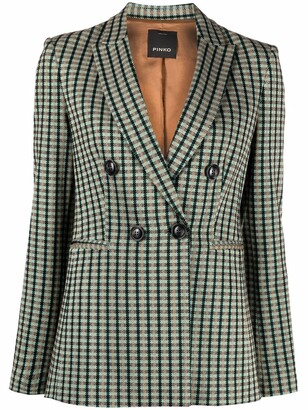 Pinko Gingham Double-Breasted Blazer