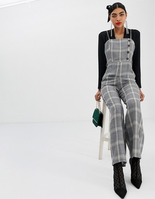 UNIQUE21 checked jumpsuit with buttons and waist belt