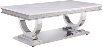Hokku Designs Faux Marble Top Mirrored Finish Coffee Table