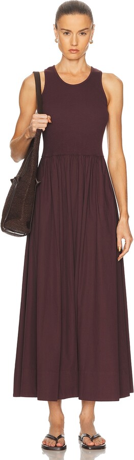 Enza Costa Cotton Resort Tank Dress in Burgundy