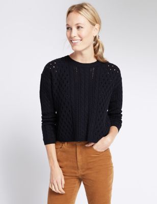 Marks and Spencer Button Back Cable Knit Jumper