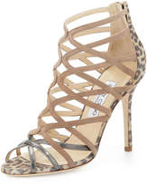 Thumbnail for your product : Jimmy Choo Fiesta Leopard-Print Caged Sandal, Nude