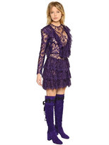 Thumbnail for your product : Elie Saab Ruffled Sheer Macramé Lace Mini Dress