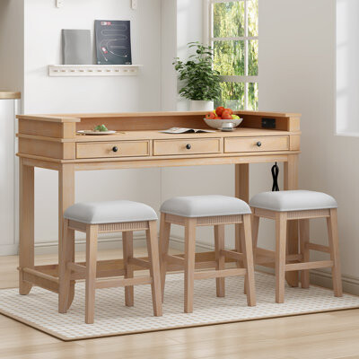 Horizon Living 4-Piece Dining Table Set For 3 Retro Kitchen Table And Chairs Set With 3 Storage Drawers Ideal For Small Spaces