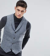 Thumbnail for your product : ASOS Design TALL Slim Waistcoat in Harris Tweed 100% Wool Light Grey Check