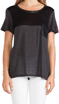 Thumbnail for your product : Heather Short Sleeve Leather Trim Tee