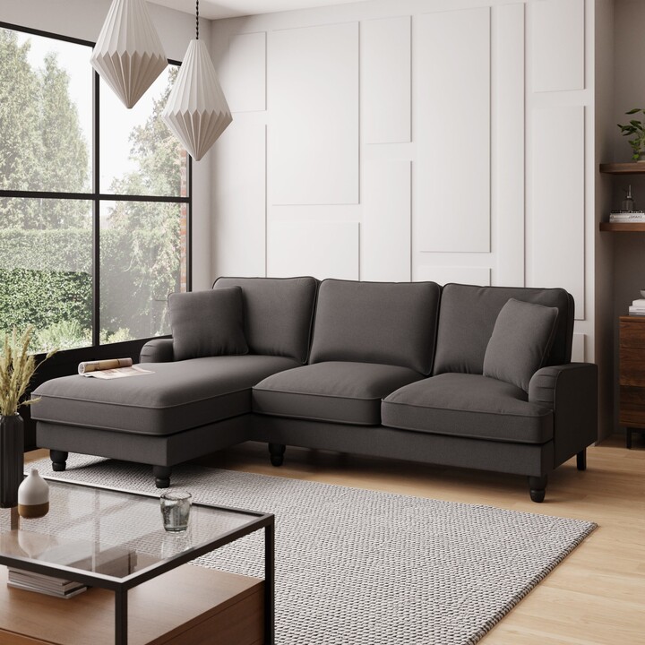 Dunelm Beatrice Luna Fabric Left Hand Corner Sofa Charcoal ShopStyle