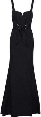 Rebecca Vallance Greta Fluted Tie-front Cloque Gown