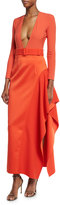 Thumbnail for your product : SOLACE London Kaya Draped Satin Skirt, Red-Orange