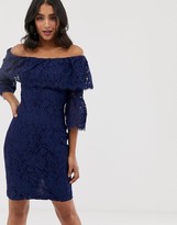 Thumbnail for your product : Paper Dolls off the shoulder all over lace pencil dress