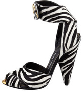 Thumbnail for your product : Tom Ford Zebra-Print Pin-Detail Ankle-Strap Sandal