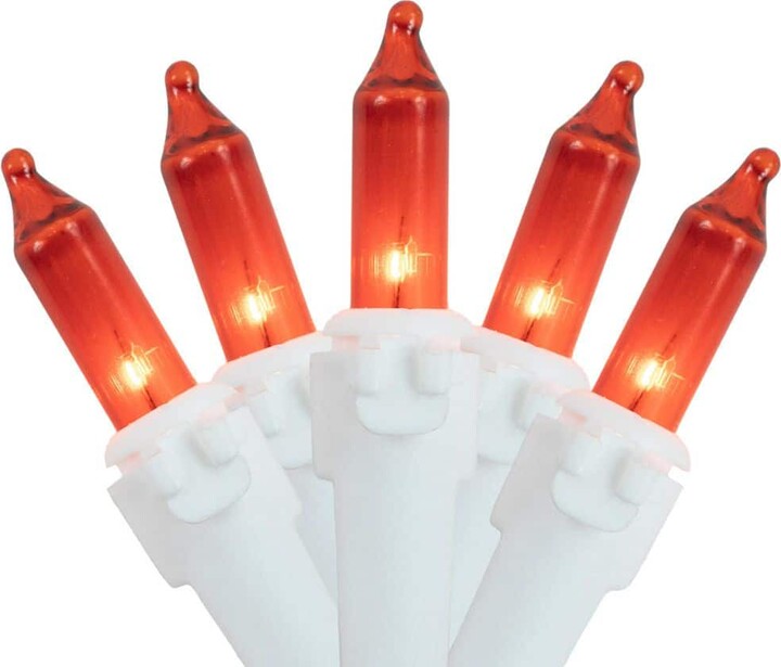Northlight Set of 100 Orange Mini Christmas Lights 2.5 in. Spacing with White Wire