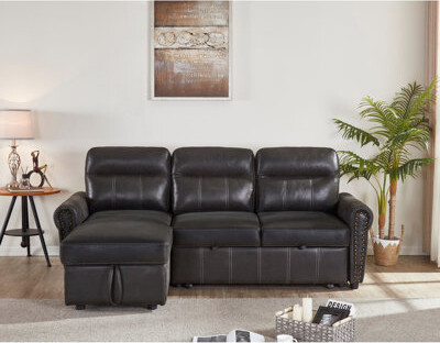 Lark Manor Sectional Bed, Black - Ideal For Compact Living Rooms, Dorms, Offices. Provides Soft Cushions And A Back Enhanced Comfort. With Solid Wood Splint. 10