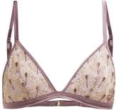 Thumbnail for your product : Coco de Mer X V&a Golden Peacock Lace Triangle Bra - Womens - Purple Multi