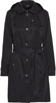 Thumbnail for your product : DKNY Faux Leather-trimmed Cotton-blend Twill Hooded Trench Coat