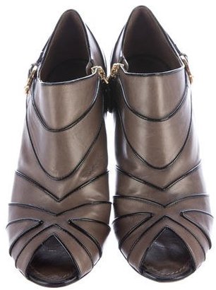 Louis Vuitton Leather Peep-Toe Booties