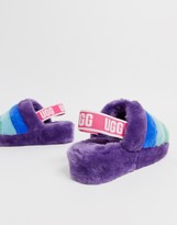 Thumbnail for your product : UGG Pride Fluff Yeah flat sandals in purple rainbow