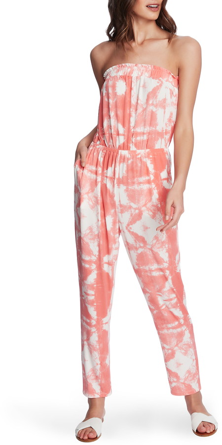tie dye strapless jumpsuit