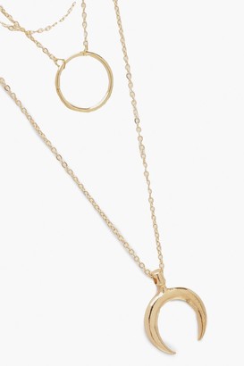 boohoo Circle & Horn Layered Necklace