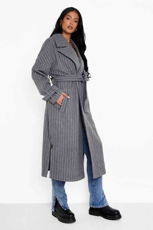 striped wool coat
