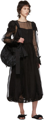 Renli Su Black Silk Sheer Puffed Dress