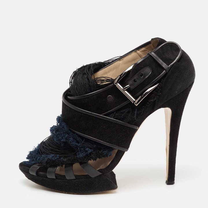 Nicholas Kirkwood Black/White Textured Leather and Mesh Lace Up Platform  Sandals Size 39 Nicholas Kirkwood | The Luxury Closet