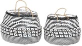 Thumbnail for your product : GINGER BIRCH STUDIO Black Wood Handmade Patterned Storage Basket with Handles - Set of 2