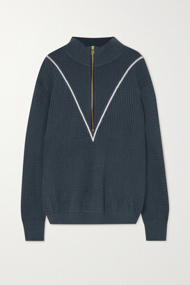 Varley Calva Open-knit Cotton Tennis Sweater - Dark gray - x small