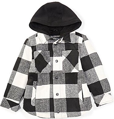 Urban Republic Big Boys Long Sleeve Plaid Wool-Blend Hooded Shacket