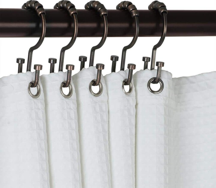 Utopia Alley Deco Flat Double Roller Shower Curtain Hooks in Oil Rubbed Bronze
