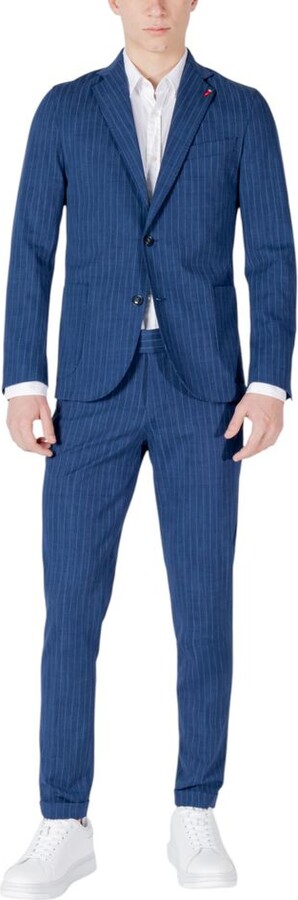 Mulish Blue Cotton Two-Piece Men's Suit