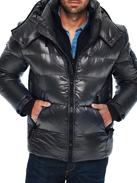s13 men's quilted down jacket with hood