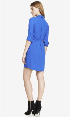Express Zip Front Shirt Dress - Blue