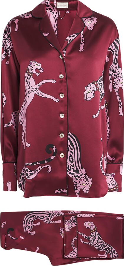 Olivia von Halle Silk Cheetah Lila Pyjama Set