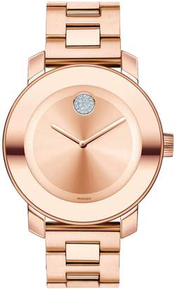 Movado Bold Mid-Size Rose Gold Analog Watch with Swarovski Crystal