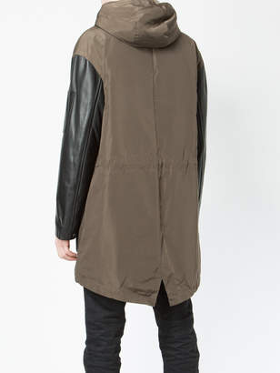 Drome fur-lined contrast panelled coat