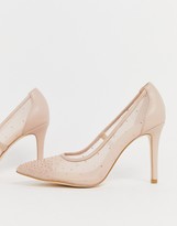 Thumbnail for your product : Forever New mesh pointed court heel with diamante detail in blush
